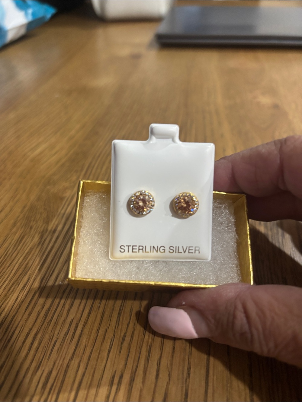 Sterling Silver Gold-Tone Crystal Stud Earrings